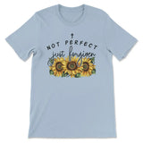 Not Perfect Just Forgiven Sunflowers T-shirt Light Blue / S