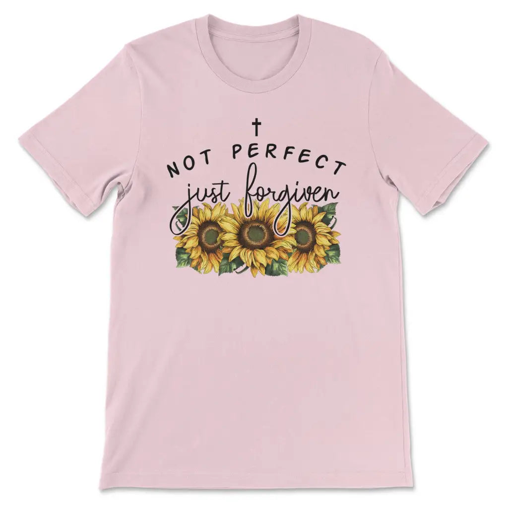 Not Perfect Just Forgiven Sunflowers T-shirt Pink / S