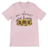 Not Perfect Just Forgiven Sunflowers T-shirt Pink / S
