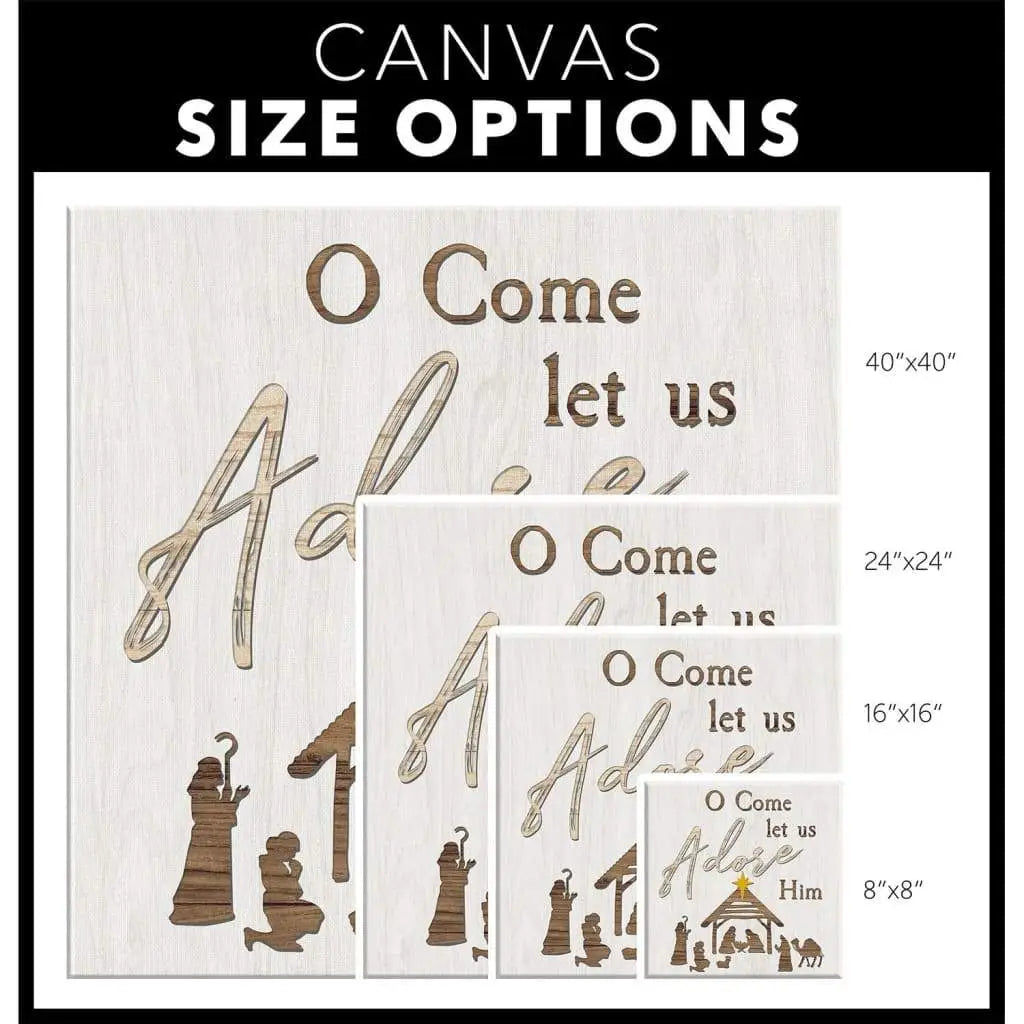 O come let us adore him Christmas canvas wall art - canvas size options.