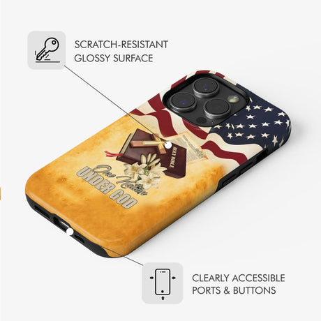 One nation under God American flag cross phone case