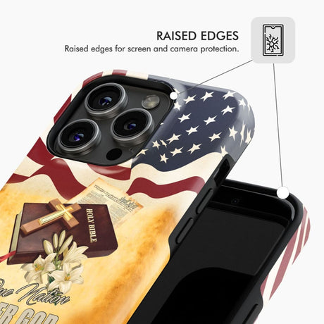 One nation under God American flag cross phone case