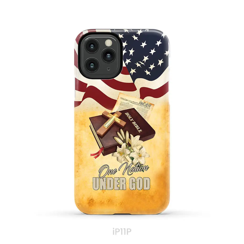 One nation under God American flag cross phone case iPhone 11 Pro / Tough Case