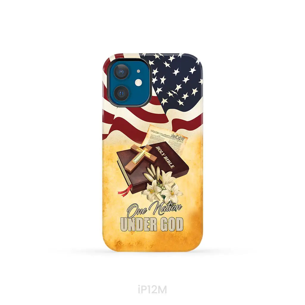 One nation under God American flag cross phone case iPhone 12 Mini / Tough Case