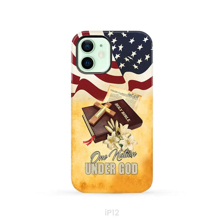 One nation under God American flag cross phone case iPhone 12 / Tough Case