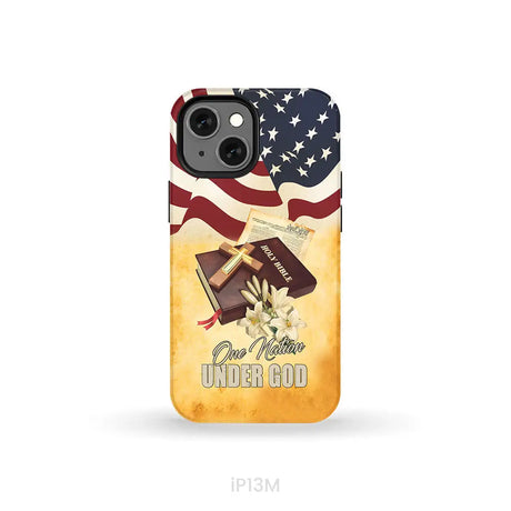 One nation under God American flag cross phone case iPhone 13 Mini / Tough Case