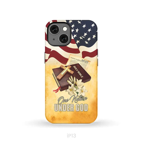 One nation under God American flag cross phone case iPhone 13 / Tough Case