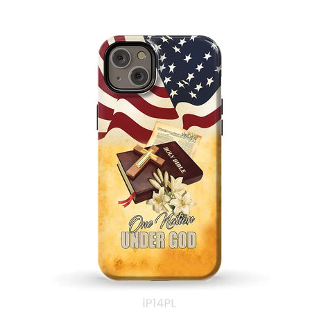 One nation under God American flag cross phone case iPhone 14 Plus / Tough Case