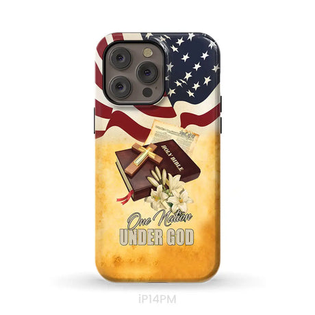 One nation under God American flag cross phone case iPhone 14 Pro Max / Tough Case