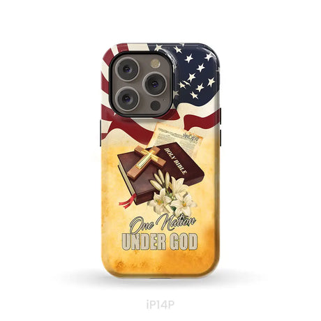 One nation under God American flag cross phone case iPhone 14 Pro / Tough Case