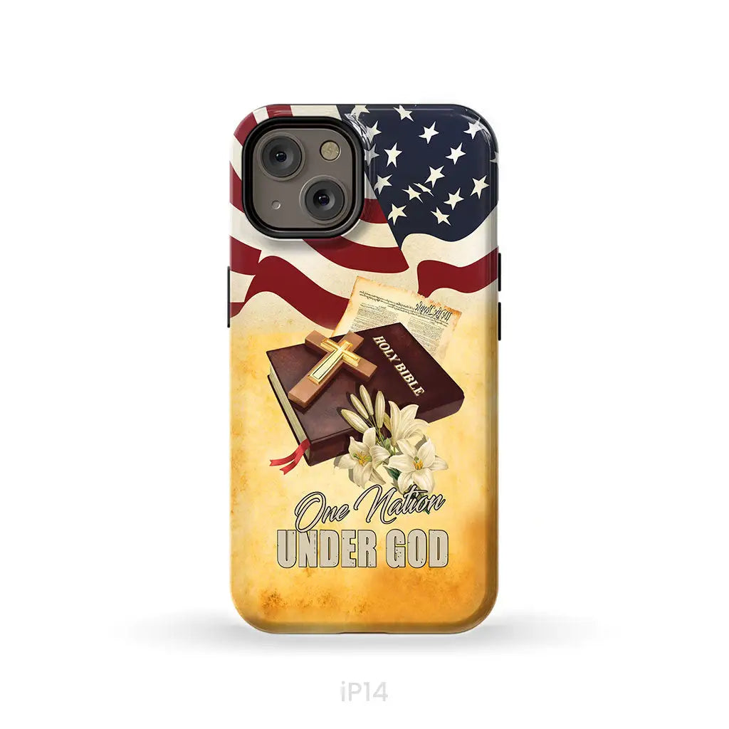 One nation under God American flag cross phone case iPhone 14 / Tough Case