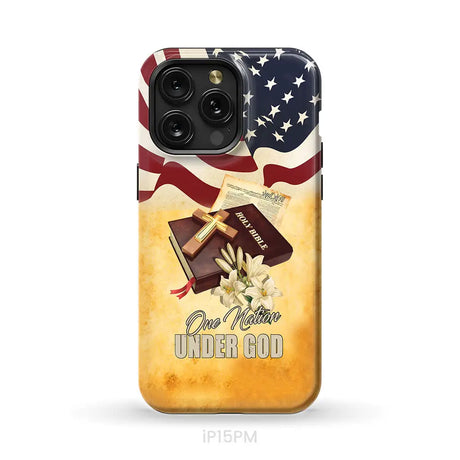 One nation under God American flag cross phone case iPhone 15 Pro Max / Tough Case