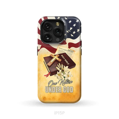 One nation under God American flag cross phone case iPhone 15 Pro / Tough Case