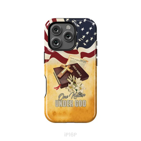 One nation under God American flag cross phone case iPhone 16 Pro / Tough Case