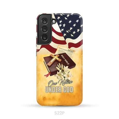 One nation under God American flag cross phone case Samsung Galaxy S22 Plus / Tough Case