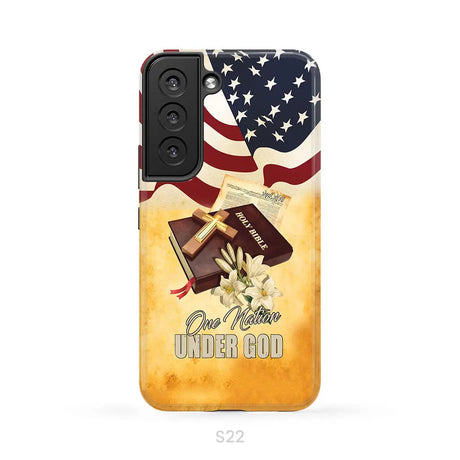 One nation under God American flag cross phone case Samsung Galaxy S22 / Tough Case