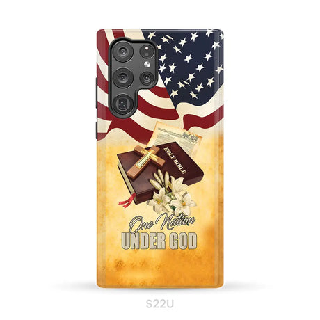 One nation under God American flag cross phone case Samsung Galaxy S22 Ultra / Tough Case