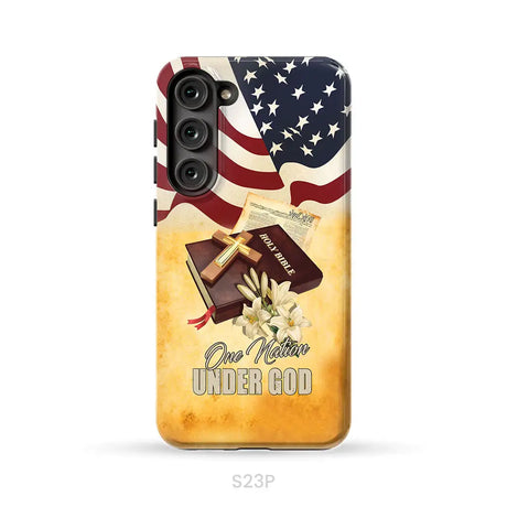 One nation under God American flag cross phone case Samsung Galaxy S23 Plus / Tough Case