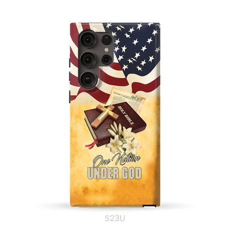 One nation under God American flag cross phone case Samsung Galaxy S23 Ultra / Tough Case