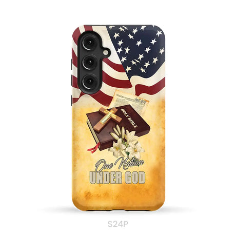 One nation under God American flag cross phone case Samsung Galaxy S24 Plus / Tough Case