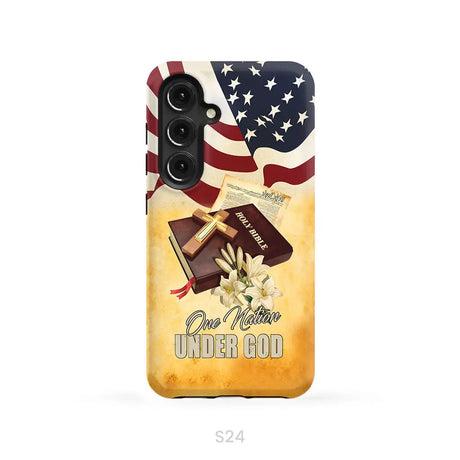 One nation under God American flag cross phone case Samsung Galaxy S24 / Tough Case