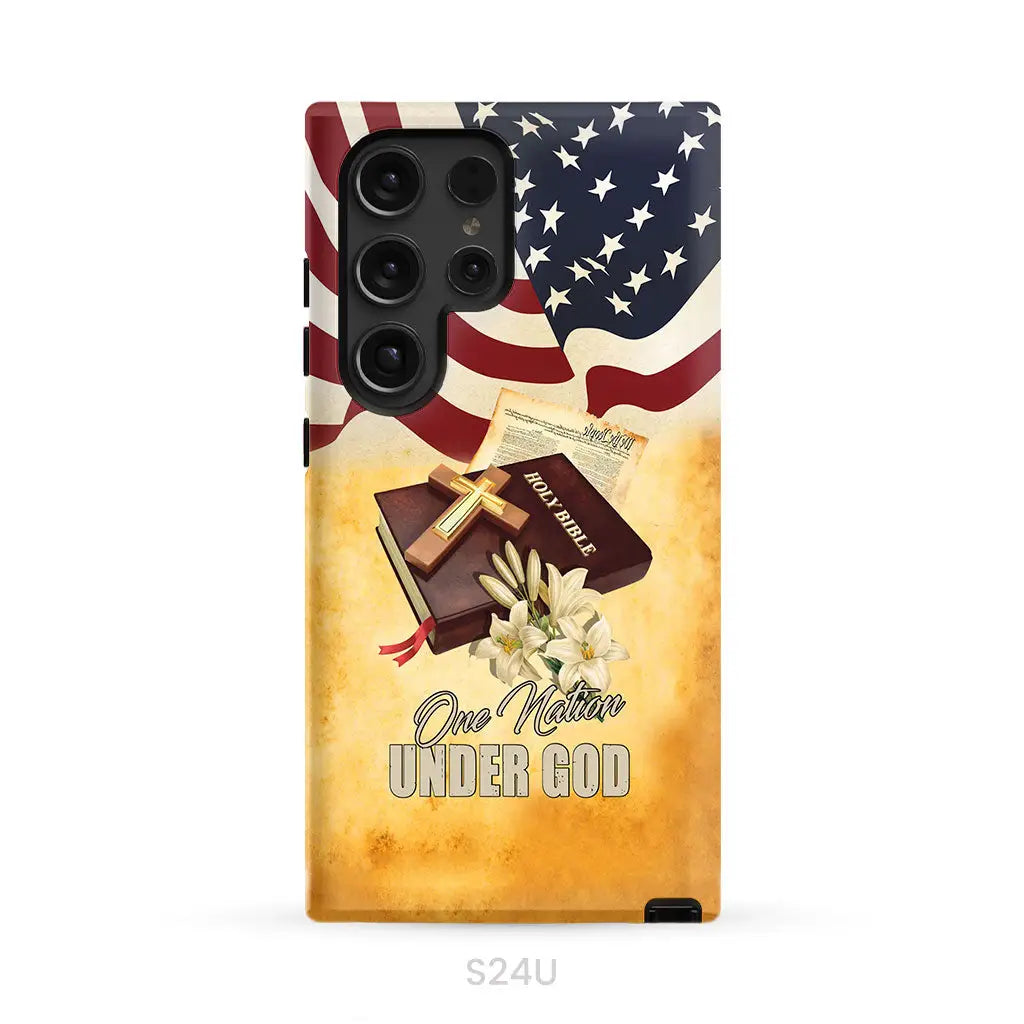 One nation under God American flag cross phone case Samsung Galaxy S24 Ultra / Tough Case