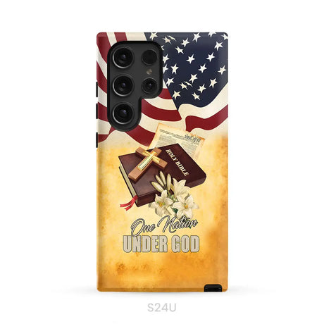 One nation under God American flag cross phone case Samsung Galaxy S24 Ultra / Tough Case