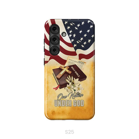 One nation under God American flag cross phone case Samsung Galaxy S25 / Tough Case
