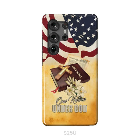 One nation under God American flag cross phone case Samsung Galaxy S25 Ultra / Tough Case