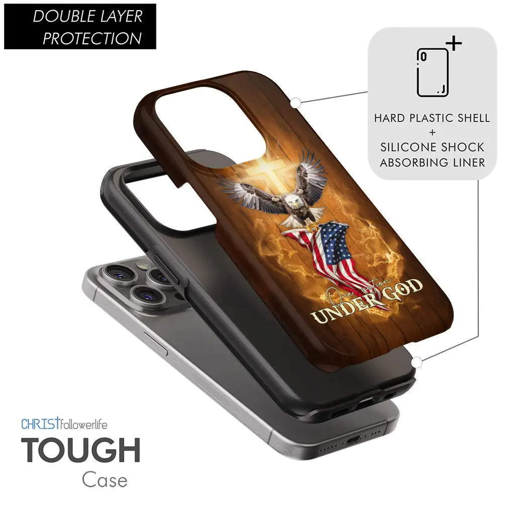 One Nation Under God Bald Eagle With American Flag Phone Case