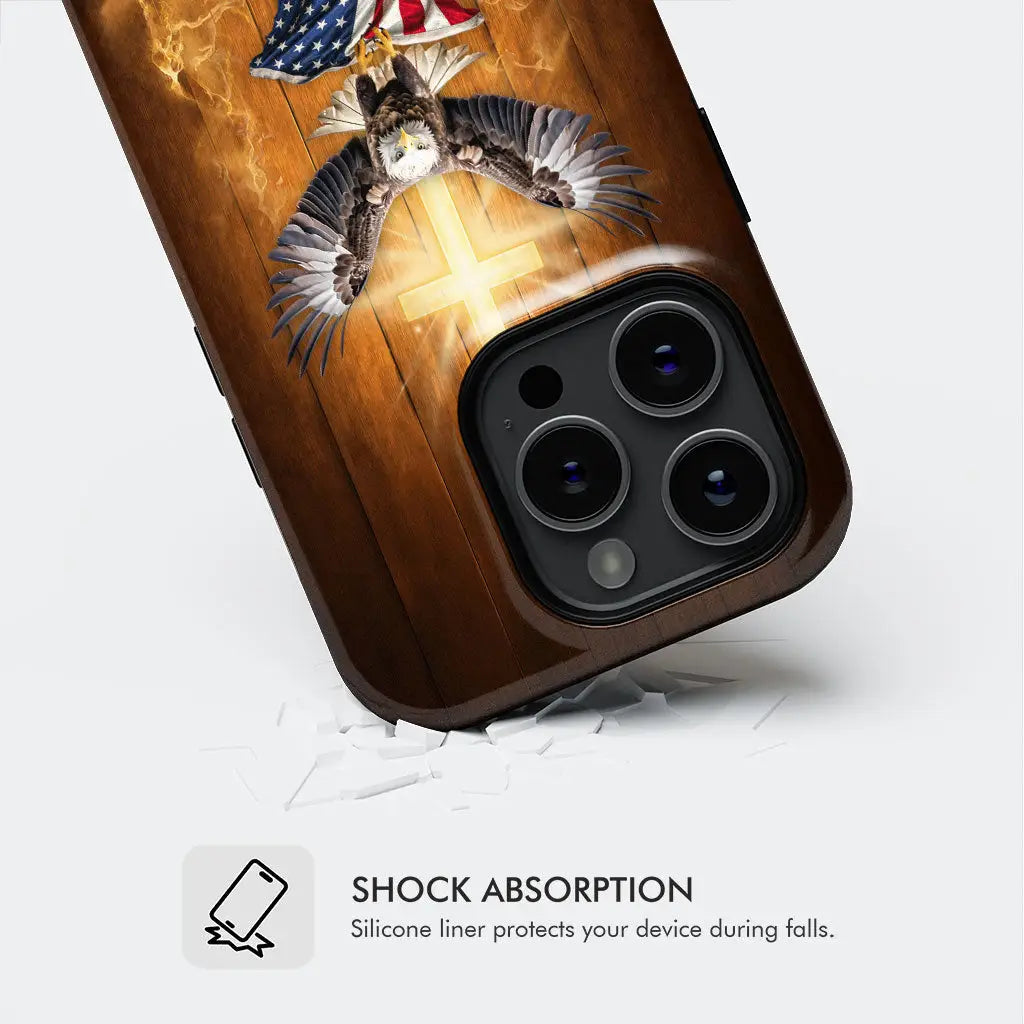 One Nation Under God Bald Eagle With American Flag Phone Case