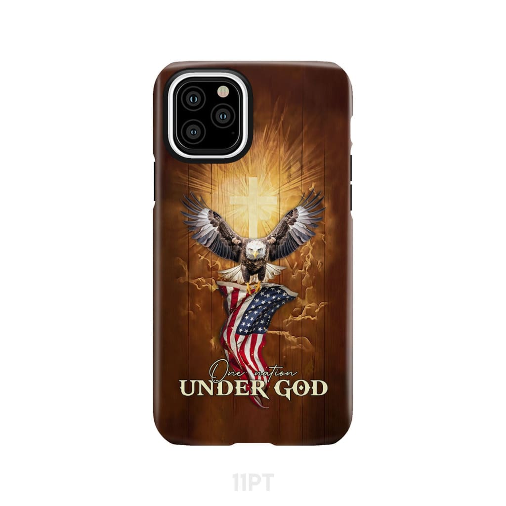 One Nation Under God Bald Eagle With American Flag Phone Case iPhone 11 Pro / Tough