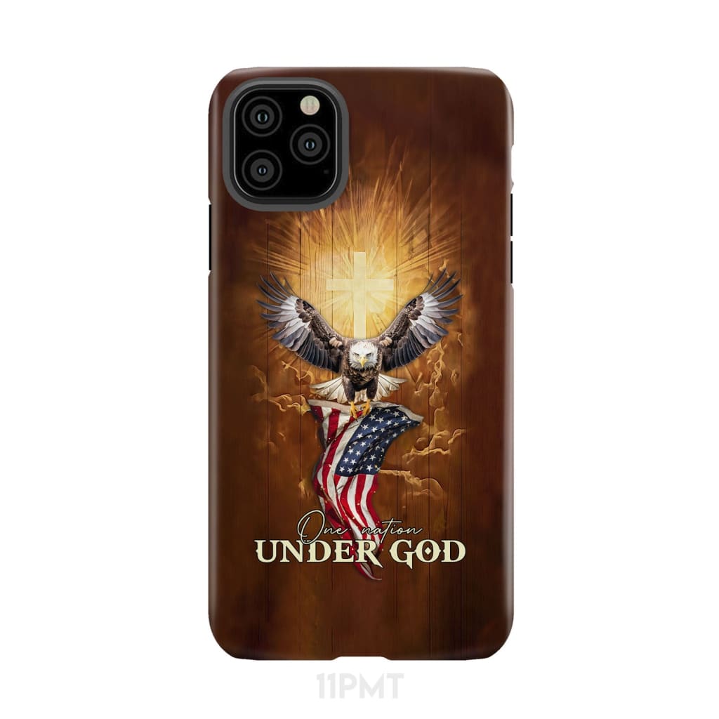 One Nation Under God Bald Eagle With American Flag Phone Case iPhone 11 Pro Max / Tough