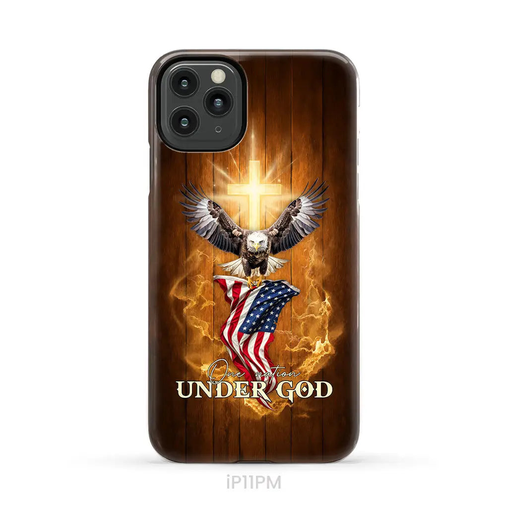 One Nation Under God Bald Eagle With American Flag Phone Case iPhone 11 Pro Max / Tough Case