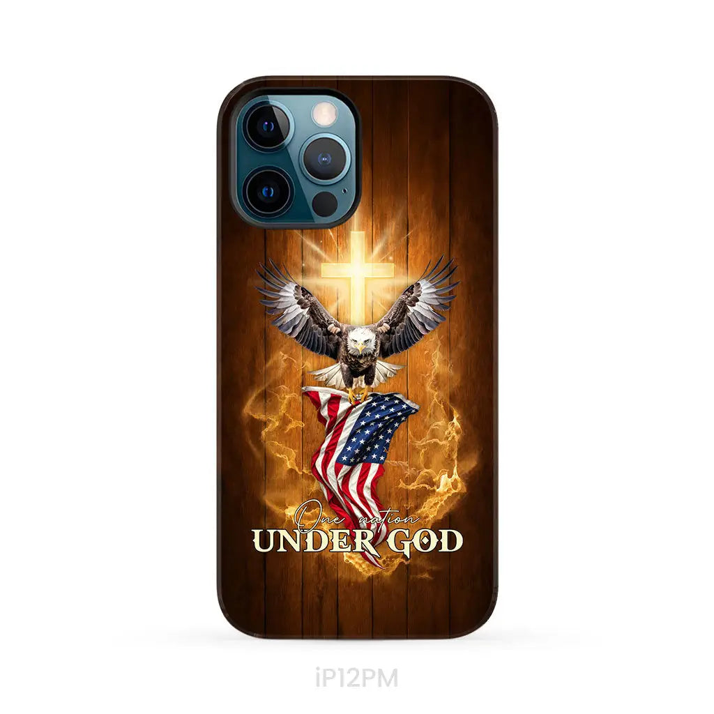 One Nation Under God Bald Eagle With American Flag Phone Case iPhone 12 Pro Max / Tough Case