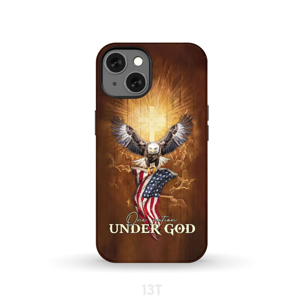 One Nation Under God Bald Eagle With American Flag Phone Case iPhone 13 / Tough