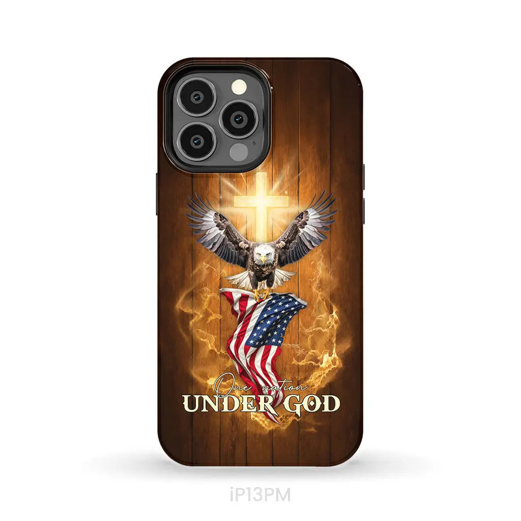 One Nation Under God Bald Eagle With American Flag Phone Case iPhone 13 Pro Max / Tough Case