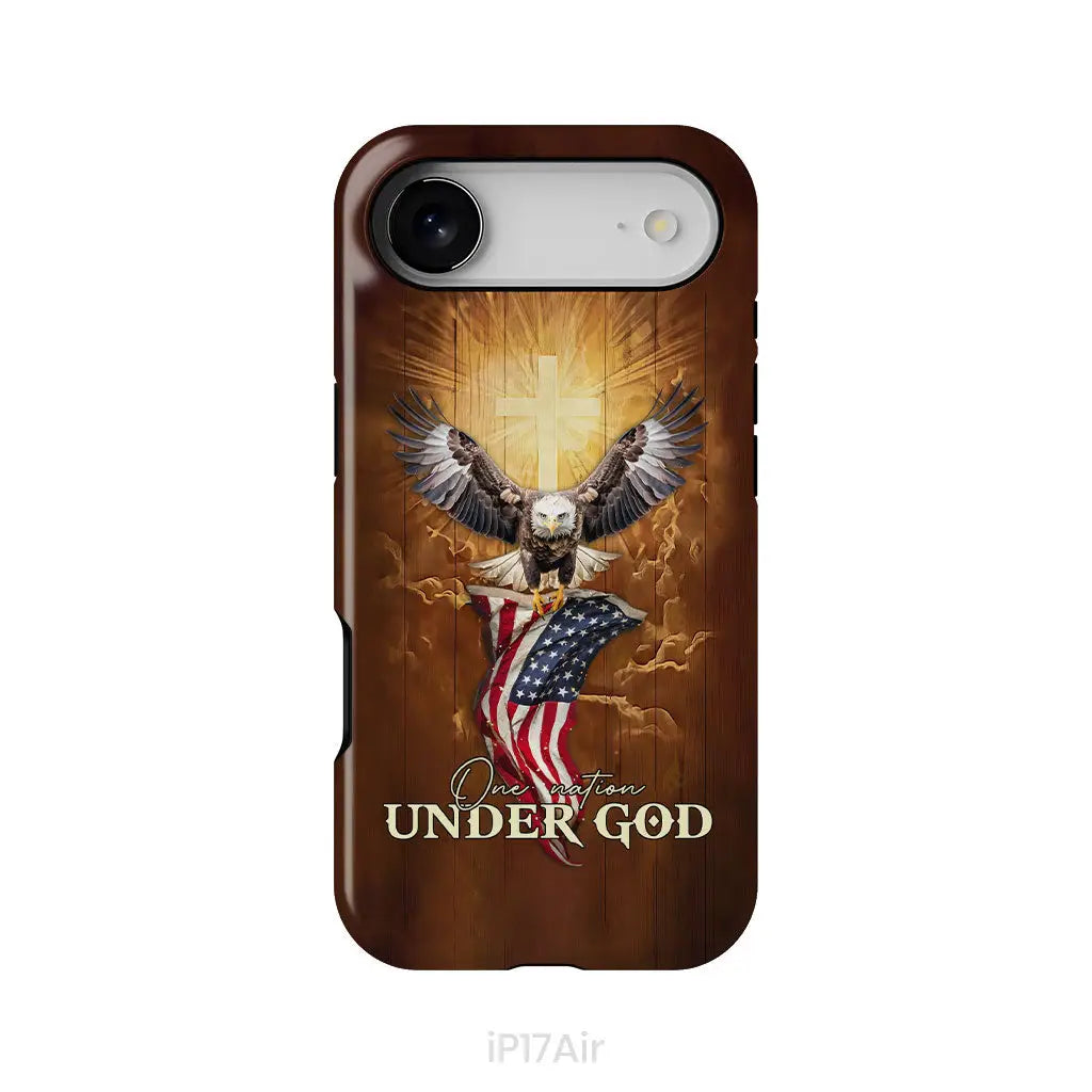 One Nation Under God Bald Eagle With American Flag Phone Case iPhone 17 Air / Tough Case