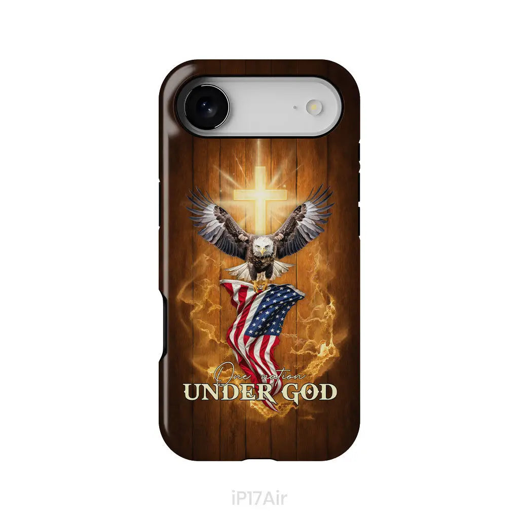 One Nation Under God Bald Eagle With American Flag Phone Case iPhone 17 Air / Tough Case