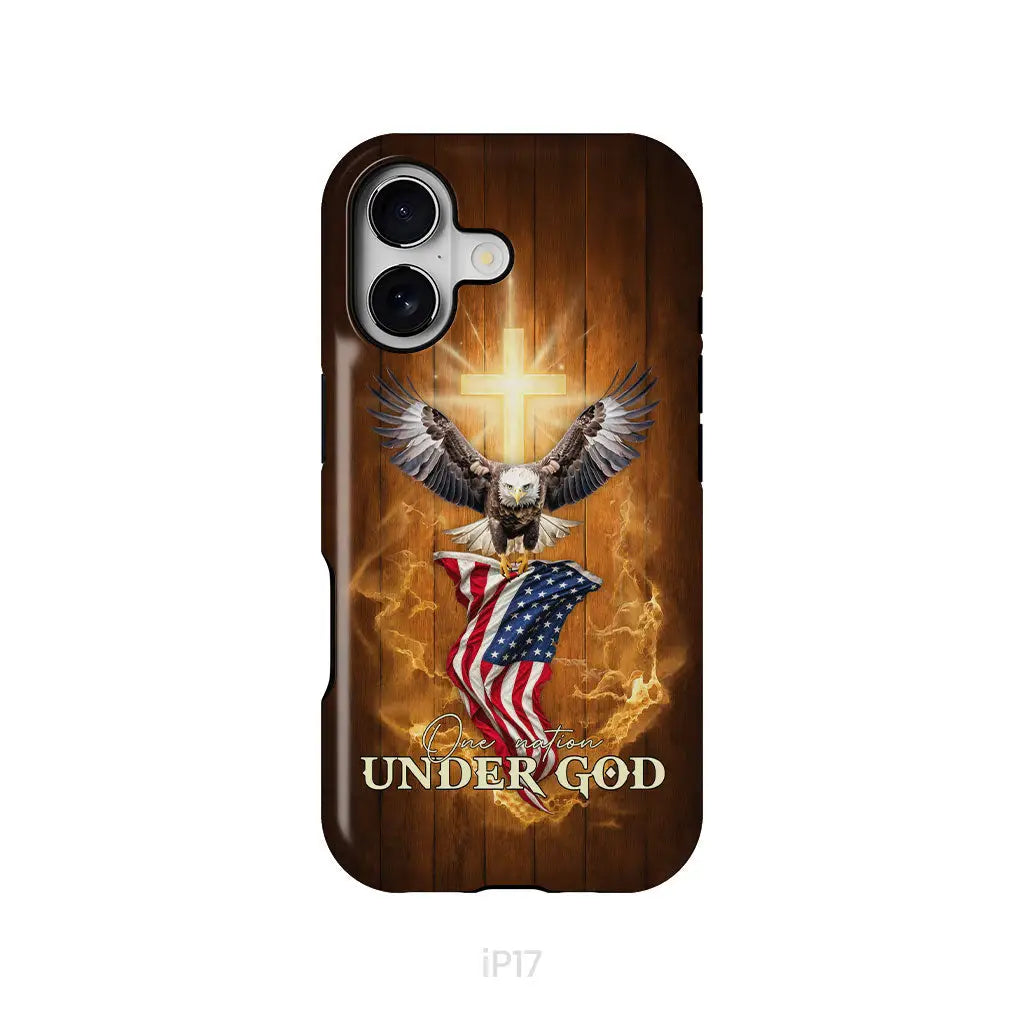 One Nation Under God Bald Eagle With American Flag Phone Case iPhone 17 / Tough Case