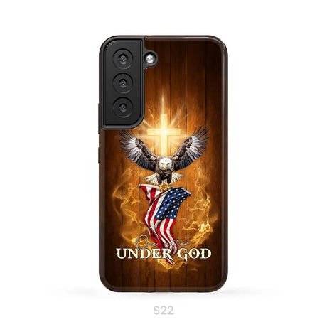 One Nation Under God Bald Eagle With American Flag Phone Case Samsung Galaxy S22 / Tough Case