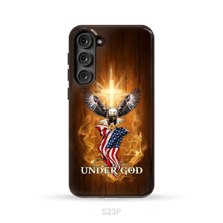 One Nation Under God Bald Eagle With American Flag Phone Case Samsung Galaxy S23 Plus / Tough Case