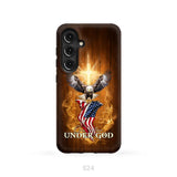 One Nation Under God Bald Eagle With American Flag Phone Case Samsung Galaxy S24 (Not for S24 FE) / Tough Case
