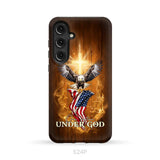 One Nation Under God Bald Eagle With American Flag Phone Case Samsung Galaxy S24 Plus / Tough Case
