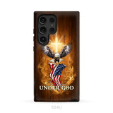 One Nation Under God Bald Eagle With American Flag Phone Case Samsung Galaxy S24 Ultra / Tough Case