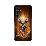 One Nation Under God Bald Eagle With American Flag Phone Case Samsung Galaxy S25 Plus / Tough Case