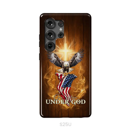 One Nation Under God Bald Eagle With American Flag Phone Case Samsung Galaxy S25 Ultra / Tough Case