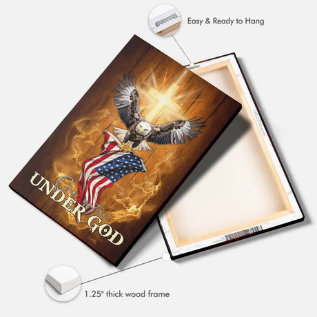 Christian patriotic wall decor featuring One Nation Under God bald eagle and US flag