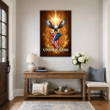 Bald eagle and American flag One Nation Under God patriotic canvas wall art