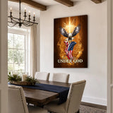 Patriotic Christian wall art with American bald eagle flag and One Nation Under God